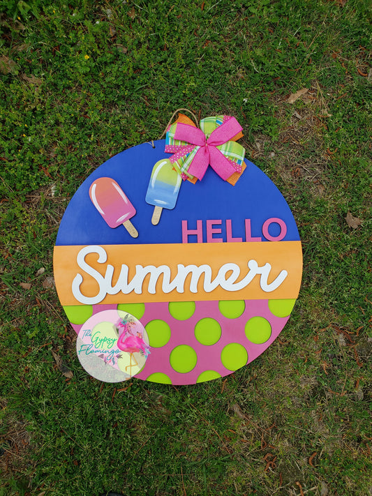 Hello Summer Popsicle (polka dot panel)